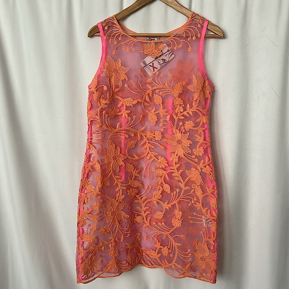 Yoana Baraschi Dresses & Skirts - Yoana Baraschi NWT Sexy Magic Vine Ombré Pink/Orange Sheath Dress **Size 6**🔥🔥